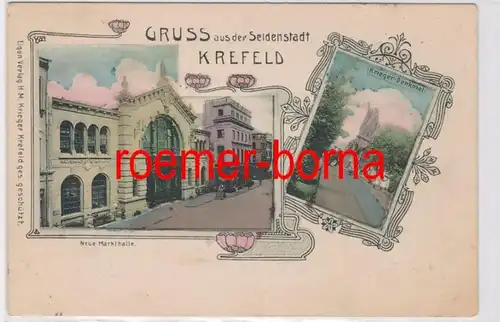 81673 Mehrbild Ak Gruß aus der Seidenstadt Krefeld Neue Markthalle 1906