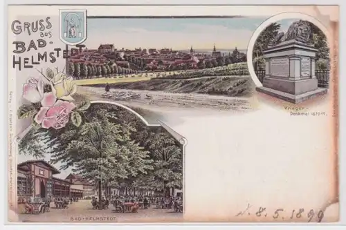 81685 Ak Lithographie Salutation de Bad Helmstedt Restauration et Monument Kiregerden