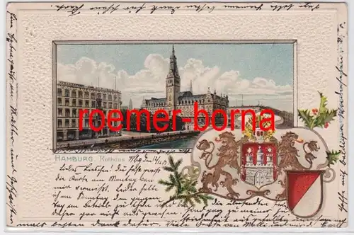81755 Ak marqué avec des armoiries Hambourg Hôtel de ville 1901