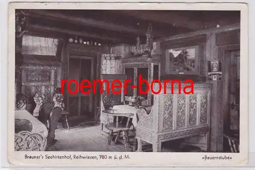 81801 Ak Reihwiesen Rejvíz Brauner's Seehirtenhof Bauernstube um 1930