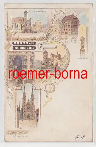 81841 Ak Lithographie Gruss de Nuremberg Vues de la ville 1902