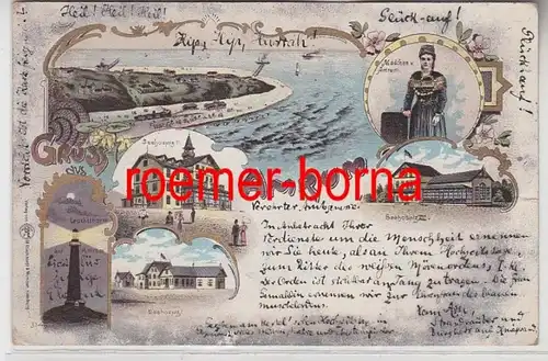 81855 Ak Lithographie Grousse de Amrum phare, Hospice de mer 1899