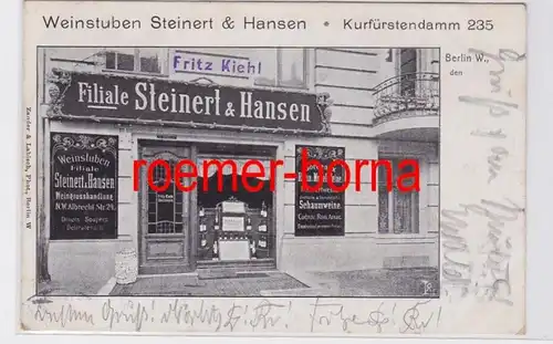 81948 Ak Berlin Kurfürstendamm 235 Weinstuben Steinert & Hansen 1907