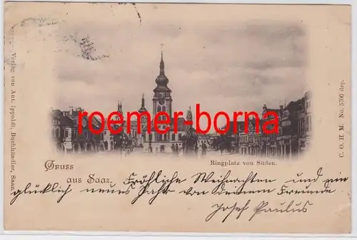81984 Ak Gruss de Saaz Žatec Ringplatz du sud 1899