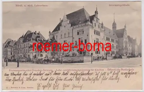 81985 Ak Dresden Striessen Freimaurerinstitut Öffentliche Realschule 1902