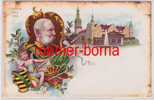 82001 Ak Lithographie Jubilé du gouvernement Roi Albert de Saxe 1873-1898