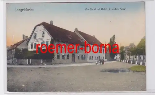 82019 Ak Langelsheim Au marché avec hôtel 'Deutsches Haus' vers 1920