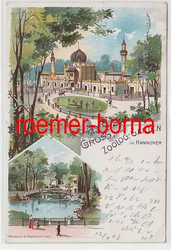 82037 Ak Lithographie Gruss du jardin zoologique à Hanovre 1903