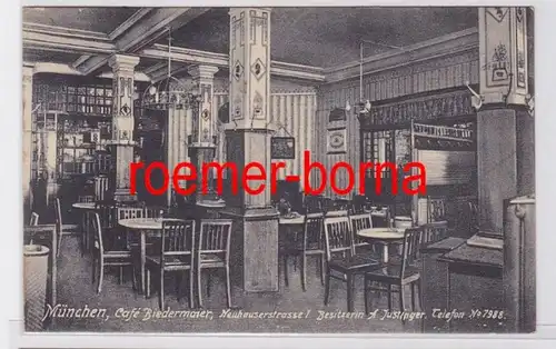 82054 Ak Munich Café Biedermaier Neuhauserstr. 1 propriétaire A. Justinger 1911