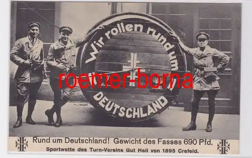82107 Ak Sportwette Turnverein Crefeld 'Wir rollen rund um Deutschland' um 1910