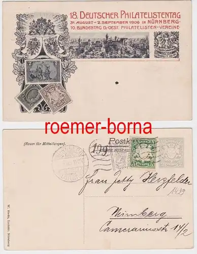 82149 Ak Ganzsache 18. Deutscher Philatelistentag Nürnberg 1906