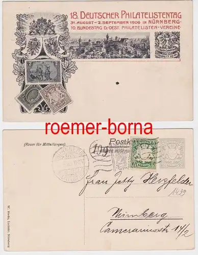 82149 Ak entier 18ème Journée philatéliste allemande Nuremberg 1906