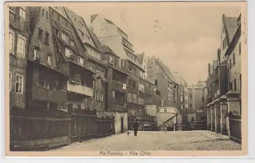 82184 AK Alt-Breslau / Wroclaw - Alte Ohle, Straßenansicht mit Häuserfront 1912