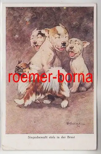 82186 Humor Ak Bulldog Bonzo 'Consciemment fier dans la poitrine' 1933