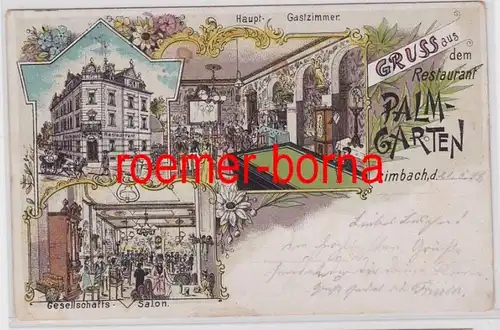 82194 Ak Lithographie Salutation du restaurant Palmgarten Limbach 1899