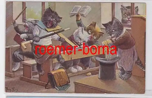 82245 Artiste Ak Arthur Thiele chats humanisés en pause scolaire vers 1930