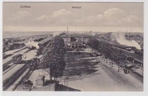 82345 Feldpost Ak Cottbus Bahnhof 1917