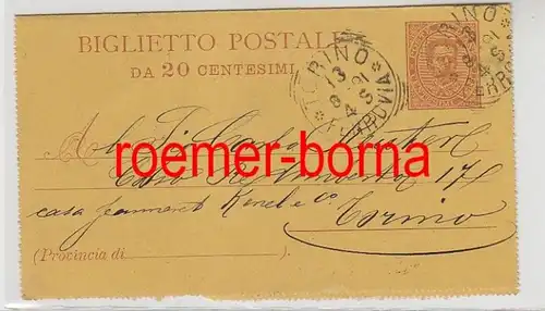 82426 entier carte postale Torino Italie 1891
