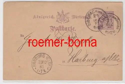 82439 Carnet postal Königrich Württemberg Harburg (Elbe) 1885