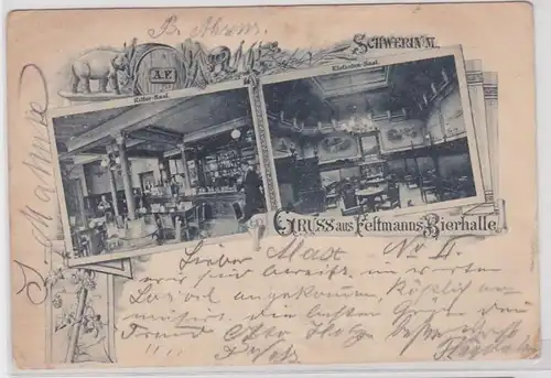 82697 Mehrbild Ak Gruß aus Feltmanns Bierhalle Schwerin i.M. 1898