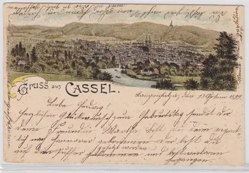 82852 Ak Lithographie Gruss de Cassel Vue totale 1899