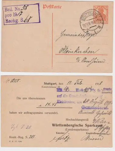 82902 DR Ganzsachen Postkarte P110 Zudruck Württembergische Sparkasse Stuttgart