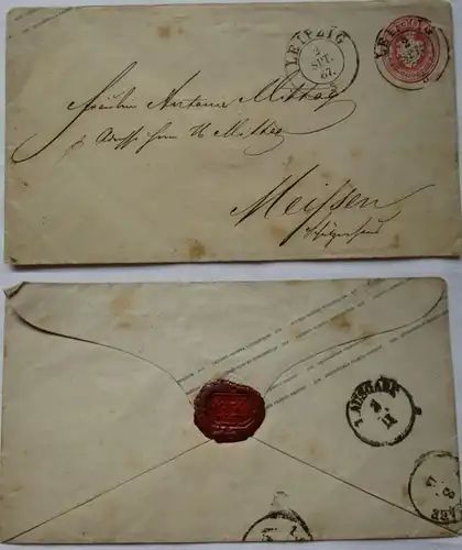 82916 Ganzsachen Brief Marke 1 Neu Groschen Sachsen mit Stempel Leipzig 1867