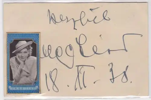 82918 Autograph Carte Acteurs Allemands Inge List 1938