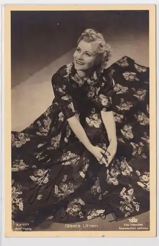 83037 Autograph Carte Acteurs Allemandes Gisela Uhlen vers 1939