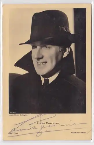 83197 Autograph Carte Acteurs Allemands Louis Graveur vers 1935