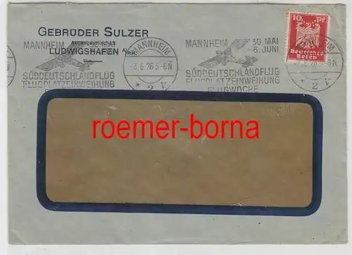 83230 Brief mit Stempel Mannheim Flugplatzeinweihung Flugwoche 1926