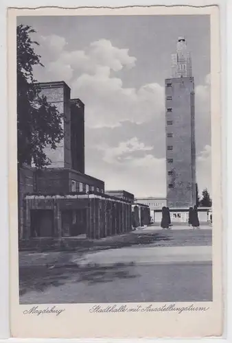 83662 AK Magdeburg - Stadthalle avec tour d'exposition 1938