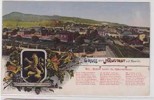 83744 Ak Gruss de Neustadt à Haardt Vue totale avec gare 1918