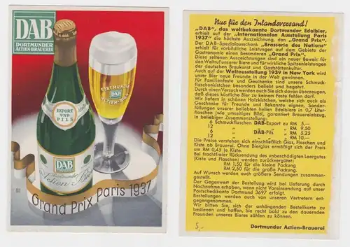 83808 Reklame Ak DAB Dortmunder Actien-Brauerei Bier Pils um 1939