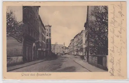 84042 Ak Salutation de Rosenheim Vue de rue 1909