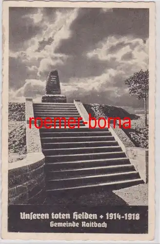 84664 Ak Gemeinde Raitbach 'Unseren toten Helden 1914-1918' Kriegerdenkmal