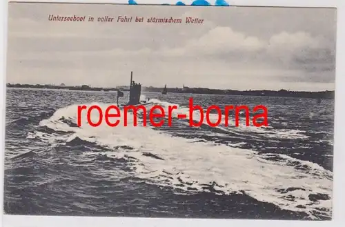 84816 Ak sous-marin en pleine course par tempêtes de 1915