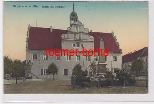 84907 Ak Belgern a.d. Elbe Markt avec hôtel de ville autour de 1920
