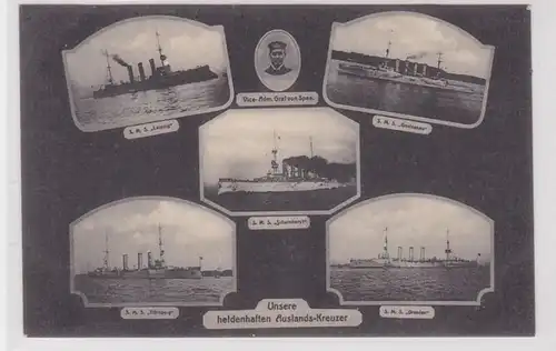 85089 Multi-image Ak Nos héroïques croiseurs étrangers 1915