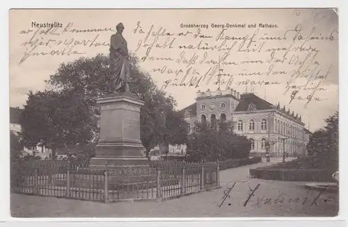 85197 AK Neustrelitz - Grand-duc Georg-Denkmal et Hôtel de Ville 1911