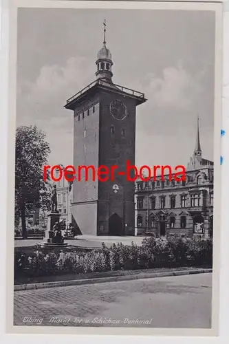 85244 Ak Elbing Markt Tor et le monument de Schichau vers 1930