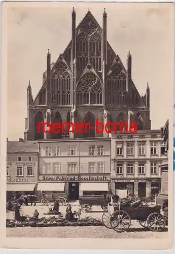 85265 Ak Prenzlau Marienkirche Ostfassade und Silva Fahrrad-Gesellschaft um 1940