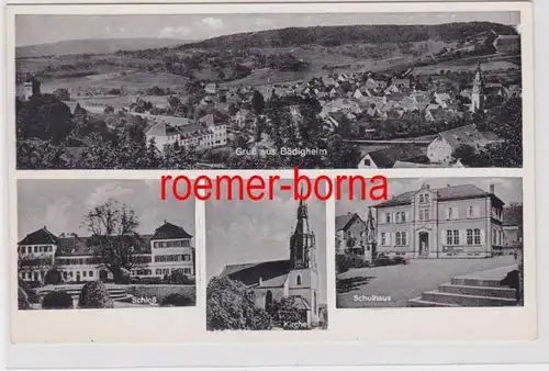 85266 Mehrbild Ak Gruß aus Bödigheim Totale, Schloß, Kirche, Schule um 1920