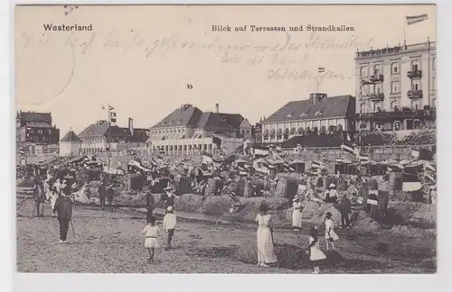 85571 Ak Westerland Blick auf Terrassen und Strandhallen 1912