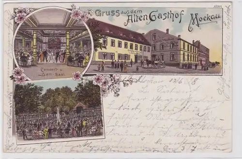 85724 Lithografie AK Gruss aus dem alten Gasthof Mockau, Concert & Ballsaal 1898