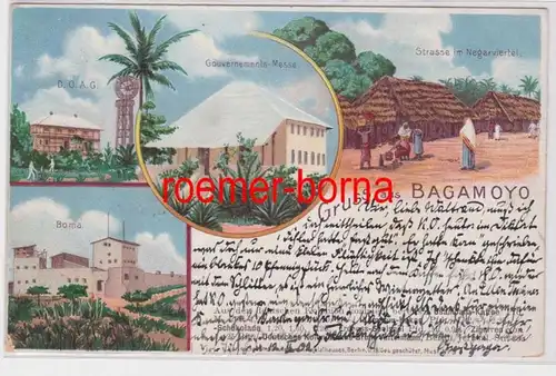 85807 AK Gruss aus Bagamoyo - Gouvernements-Messe, Boma, Sraßenansicht 1902
