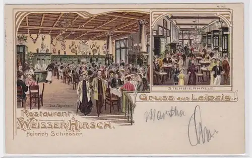 85959 AK Gruss aus Leipzig - Restaurant Weisser Hirsch, H.Schiesser 1912