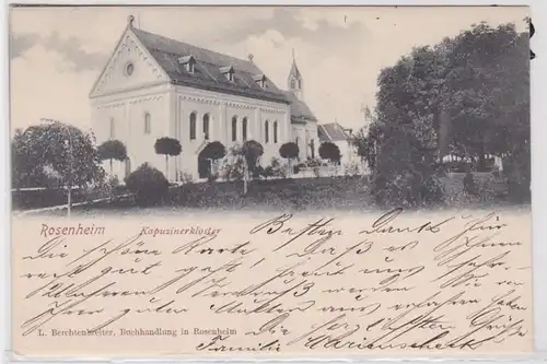 86234 AK Rosenheim - Monastère capucin avec tour de l'église et parc 1902