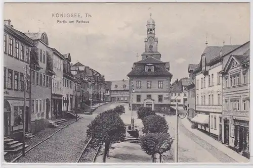 86431 AK Königsee Thüringen - Partie am Rathaus mit Geschäften 1905