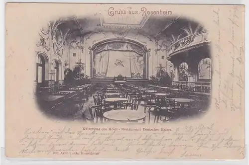 86544 AK Gruss aus Rosenheim, Kaisersaal des Hôtel, Restaurants Deutscher Kaiser